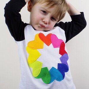 nwt! handmade unique rainbow hearts love multi color
